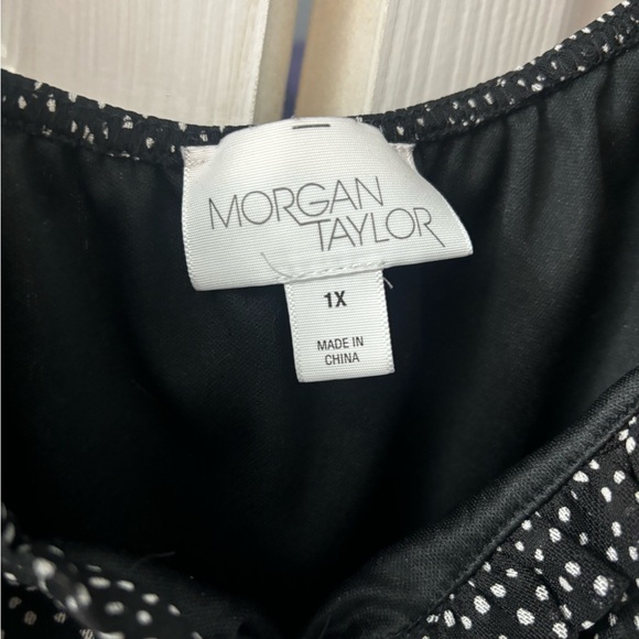 Morgan Taylor Black and White Polka Dot Blouse - Picture 3 of 3